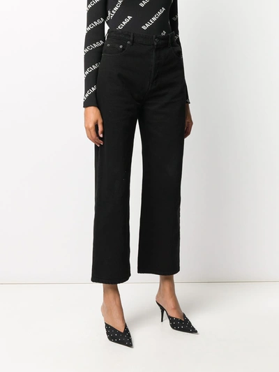 Shop Balenciaga Cotton Cropped Ankle-cut Jeans In Black