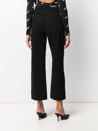 Shop Balenciaga Cotton Cropped Ankle-cut Jeans In Black