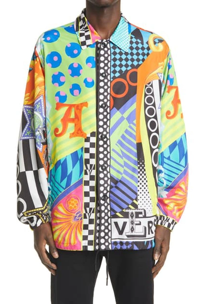 Shop Versace Pop Temple Print Shirt Jacket In Multicolor