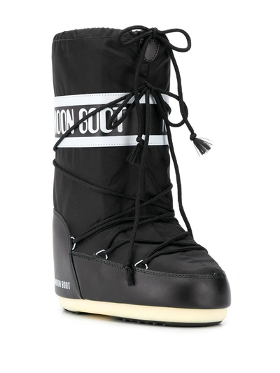 Moon Boot Icon Shell And Faux Leather Snow Boots In Nero