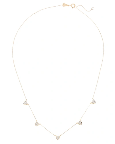Shop Adina Reyter Pavé Folded Heart Chain Necklace In Gold