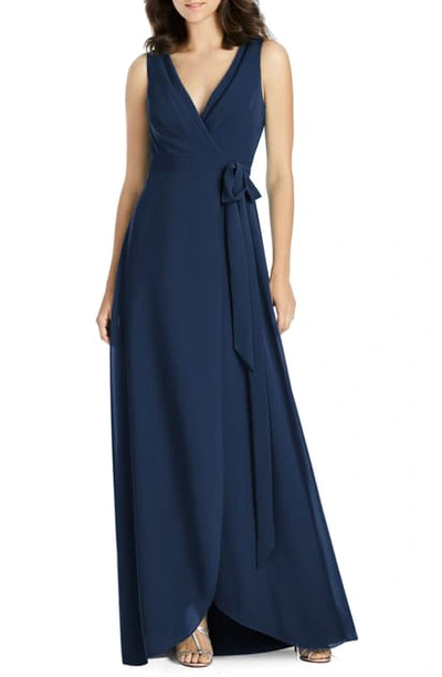 Shop Jenny Packham Chiffon Wrap Gown In Midnight