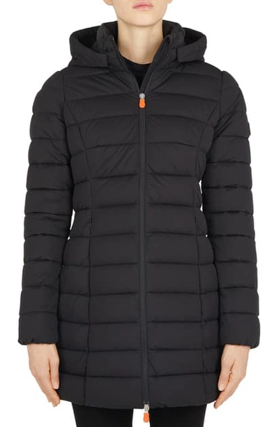 Shop Save The Duck Seal Stretch Water Resistant Quilted Coat In Black