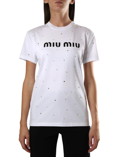 Shop Miu Miu White Cotton T-shirt
