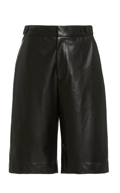 Shop Deveaux Women's Simone Vegan Leather Shorts In Black