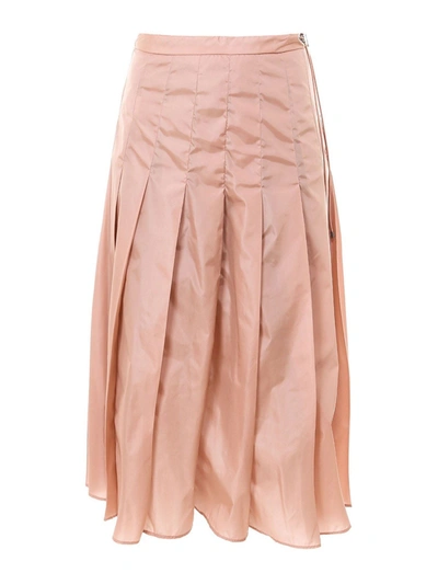 Shop Moncler Nylon Midi Skirt In Pink