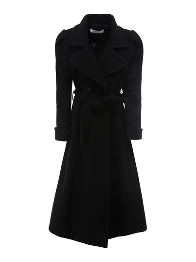 Shop Philosophy Di Lorenzo Serafini Belted Wool Blend Coat In Black