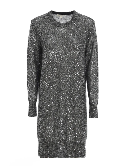 Shop Michael Kors Metallic Effect Short Dress In Silver Color