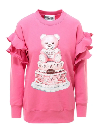 Shop Moschino Flounce Cotton Sweatshirt In Pink