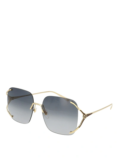 Shop Gucci Gold-tone Square Sunglasses With Grey Lenses