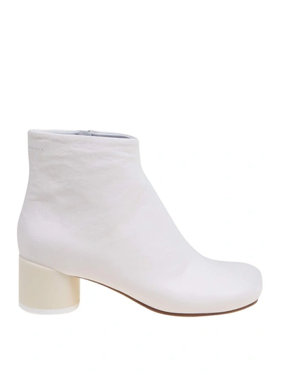 Shop Mm6 Maison Margiela Squared Toe Leather Ankle Boots In White
