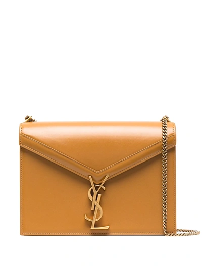 Shop Saint Laurent Cassandra Monogram Shoulder Bag In Brown