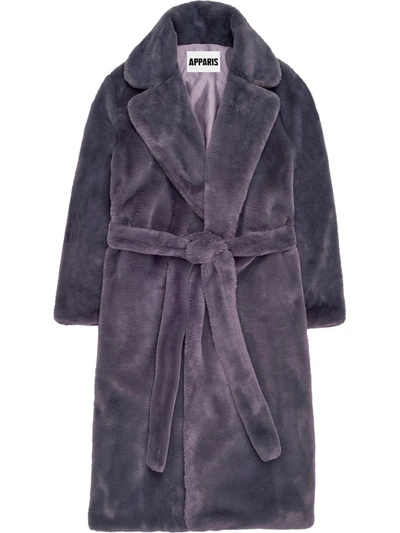 Shop Apparis Mona Faux-fur Coat In Grey