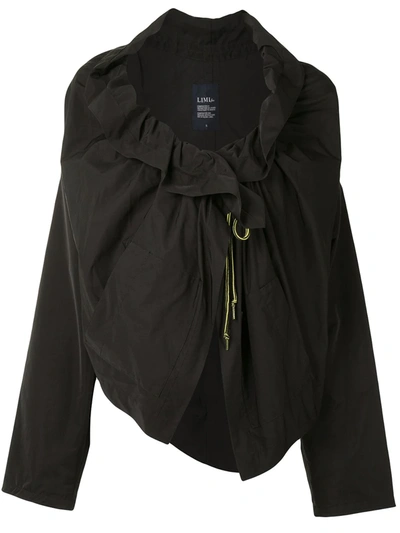 Shop Yohji Yamamoto Gathered Drawstring Oversized Jacket In Black