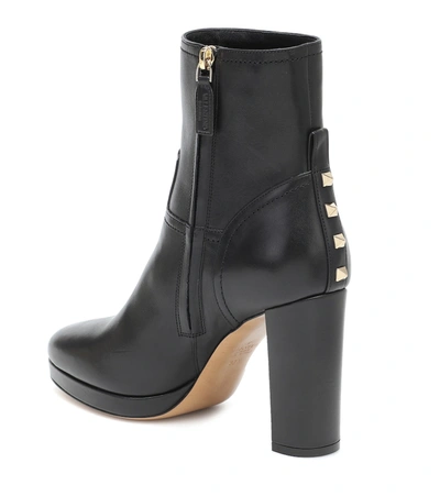 Shop Valentino Rockstud Leather Ankle Boots In Black