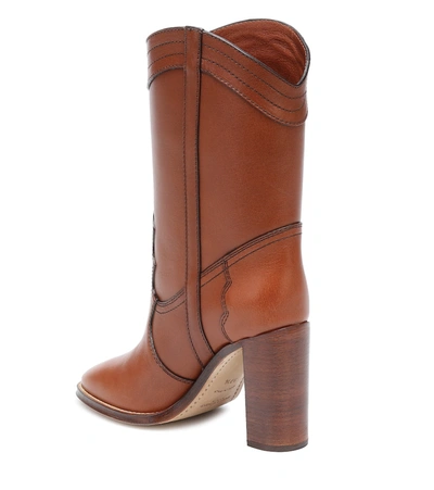Shop Saint Laurent Kate 90 Leather Boots In Brown