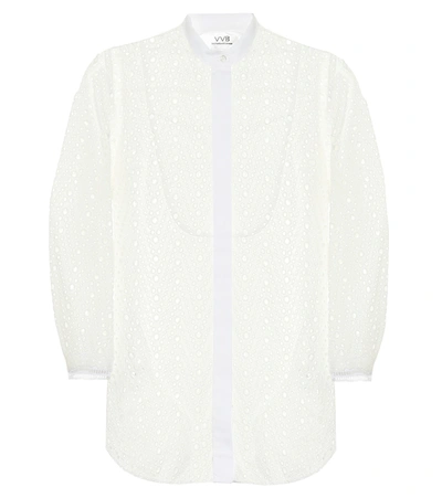 Shop Victoria Victoria Beckham Broderie Anglaise Cotton Blouse In White