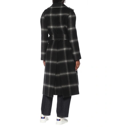 Shop Stella Mccartney Checked Wool Coat In Black