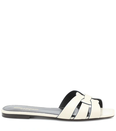 Shop Saint Laurent Tribute Nu Pieds 05 Leather Sandals In White