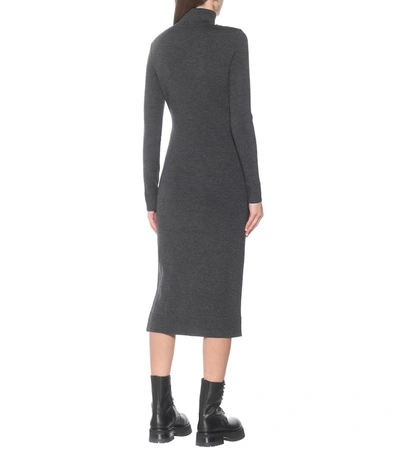 Shop Monse Wool Midi Dress In Grey
