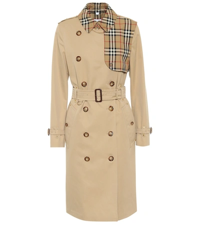 Shop Burberry Cotton Trench Coat In Beige