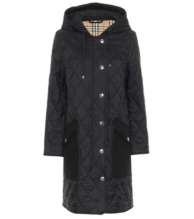 Shop Burberry Quilted Coat In Black