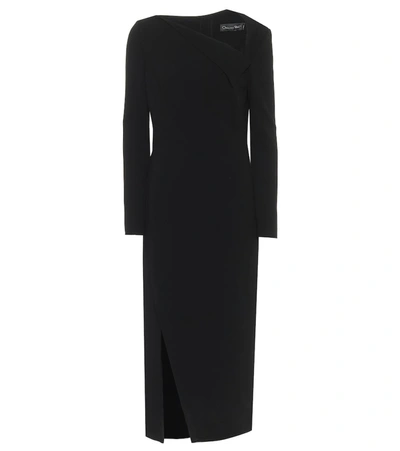 Shop Oscar De La Renta Wool-blend Midi Dress In Black