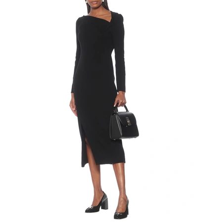 Shop Oscar De La Renta Wool-blend Midi Dress In Black
