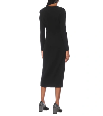 Shop Oscar De La Renta Wool-blend Midi Dress In Black