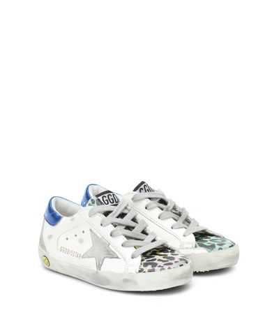 Shop Golden Goose Super-star Leather Sneakers In White/silver/multicol