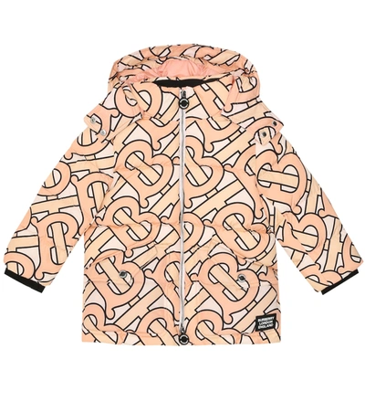 Shop Burberry Monogram Hooded Down Jacket In Pink