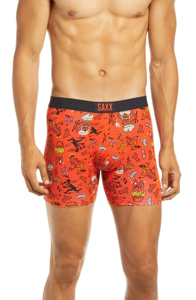 Shop Saxx Vibe Peace Sign Boxer Briefs In Red Halloweenie