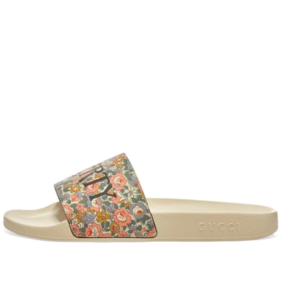 Shop Gucci Liberty Logo Pool Slide In Multi