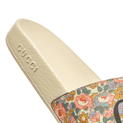 Shop Gucci Liberty Logo Pool Slide In Multi