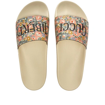 Shop Gucci Liberty Logo Pool Slide In Multi