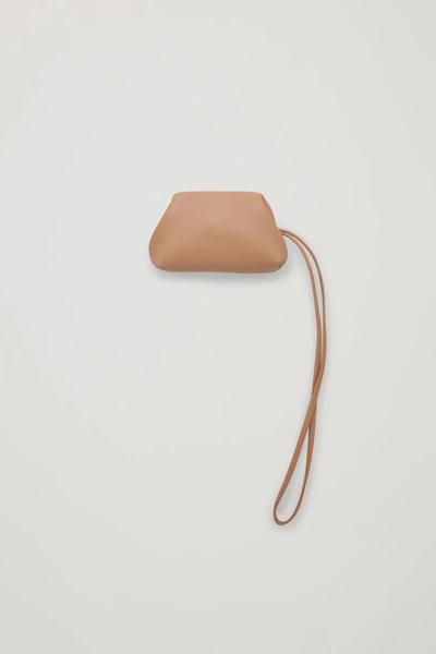 Shop Cos Leather Lanyard Purse In Beige