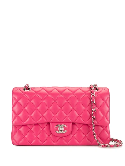 Pre-owned Chanel 2014 Chain Double Flap Shoulder Bag In Pink