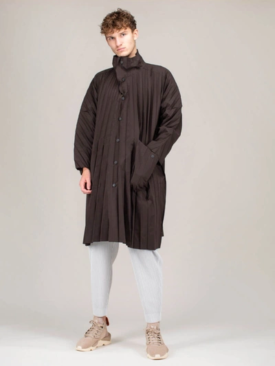 Shop Issey Miyake Coat Button Up In Brown