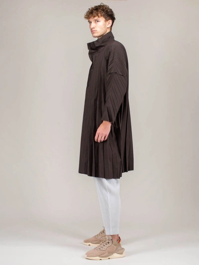 Shop Issey Miyake Coat Button Up In Brown