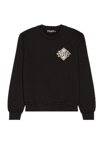 Shop Dolce & Gabbana Long Sleeve Logo Tee In Black