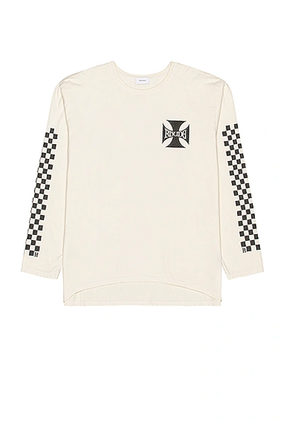 Shop Rhude Classic Checkers Long Sleeve Tee In White