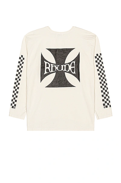 Shop Rhude Classic Checkers Long Sleeve Tee In White