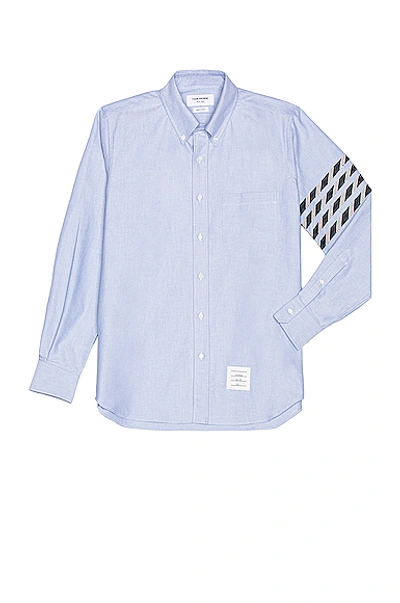 Shop Thom Browne 4 Bar Button Down Long Sleeve Shirt In Light Blue