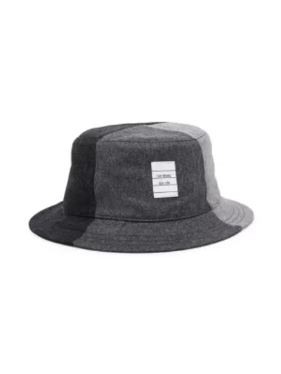 Shop Thom Browne Colorblock Wool Bucket Hat In Dark Grey