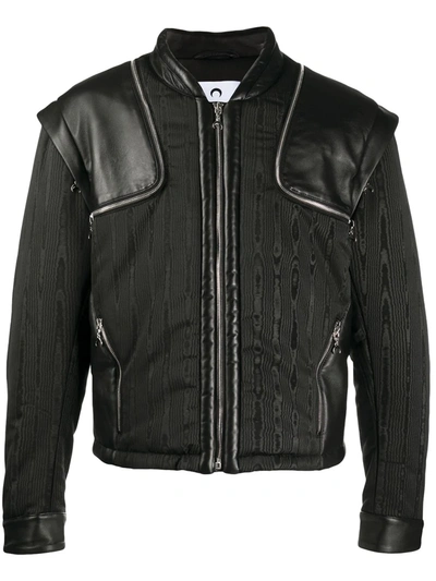 Shop Marine Serre Convertible Moire-effect Biker Jacket In Black