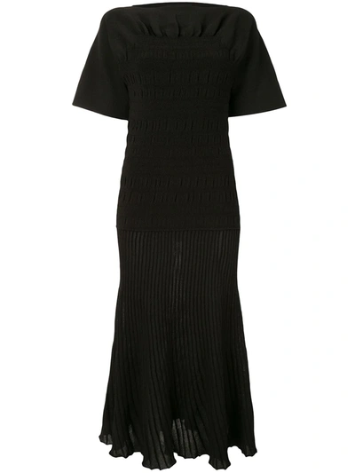 Shop Proenza Schouler Smocked Knit Dress In Black