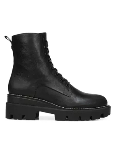 Shop Sam Edelman Garret Lug-sole Leather Combat Boots In Black