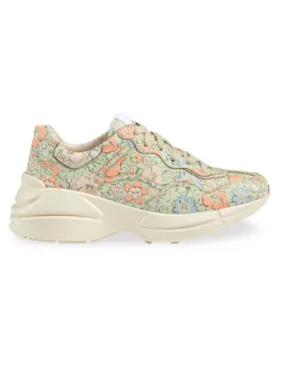 Shop Gucci Rython Liberty Sneaker In Mint Peach