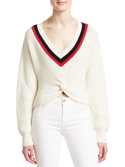 Shop Alexander Wang Cropped Ribbed-knit Varsity Sweater In Black