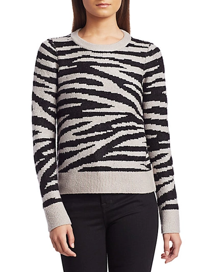Shop Design History Zebra Jacquard Sweater In Fog Heather Combo